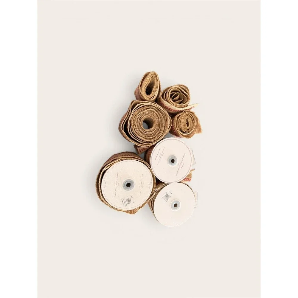 Pottery Barn Burlap Ribbon Lot Jute Fabric Rolls Rustic Craft Wedding Decor